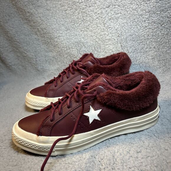 CONVERSE Unisex 1 Star Oxford Leather Fur Lined Sneakers, US W 7.5 M 5.5 - Picture 6 of 11